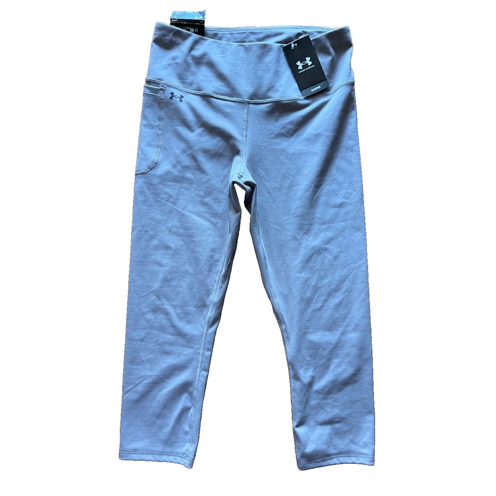 Under Armour Womens High Rise Gray Capri Leggings Fitted Size L MSRP $50 NEW
